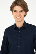 Men's Navy Blue Long Sleeve Basic Shirt