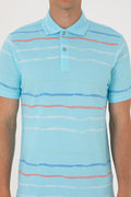 Men's Regular Fit Polo Neck Aqua T-Shirt