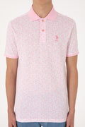 Men's Regular Fit Polo Neck Light Pink T-Shirt
