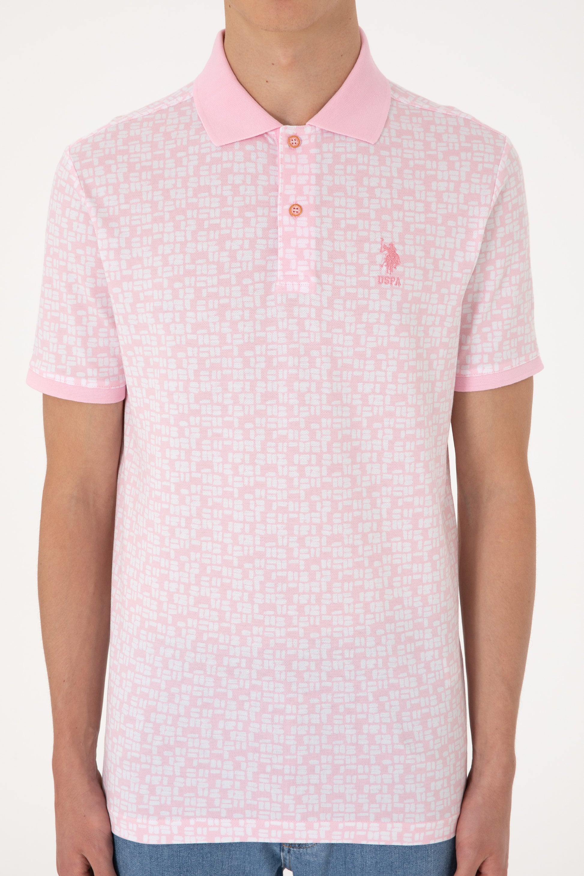 Men's Regular Fit Polo Neck Light Pink T-Shirt
