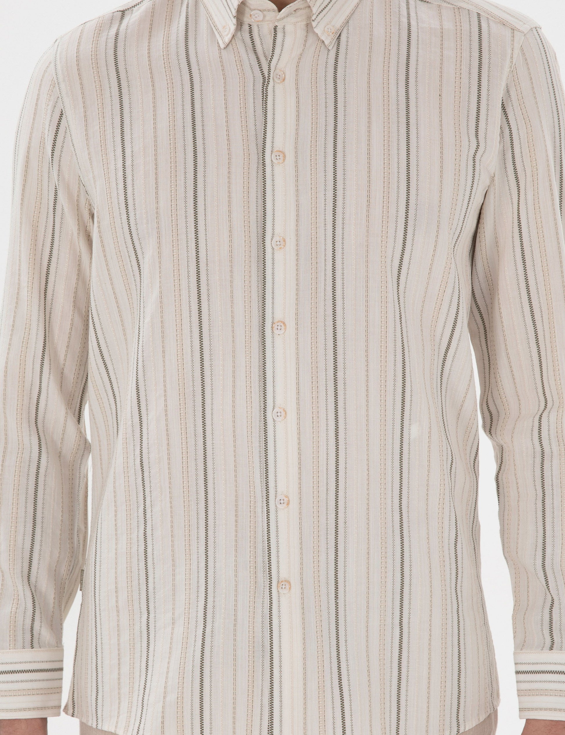 Khaki Regular Fit Long Sleeve Shirt