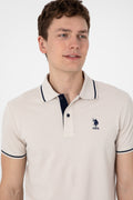 Men's Slim Fit Polo Neck Stone Basic T-Shirt