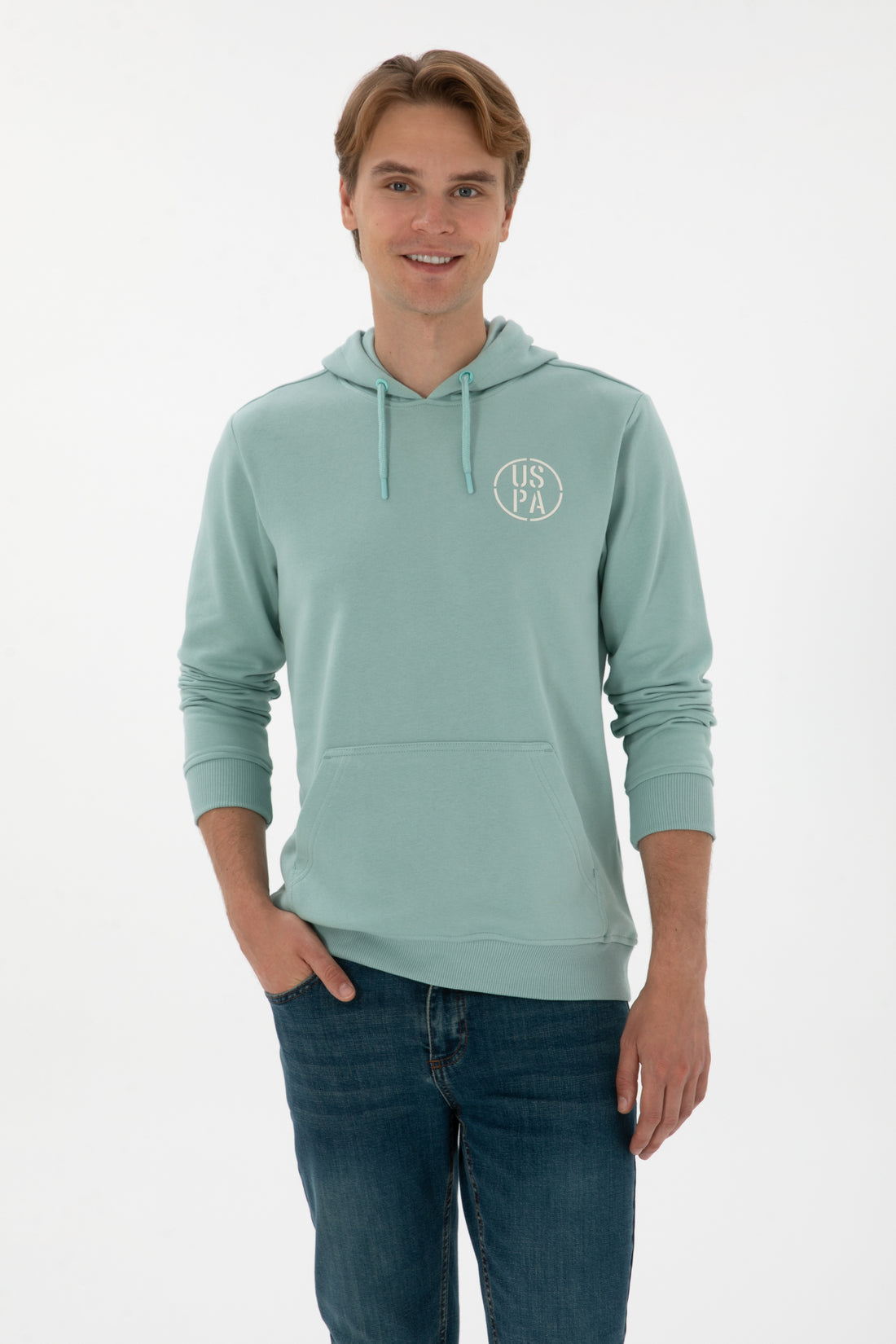 Erkek Regular Fit Kapişonlu Mint Sweatshirt