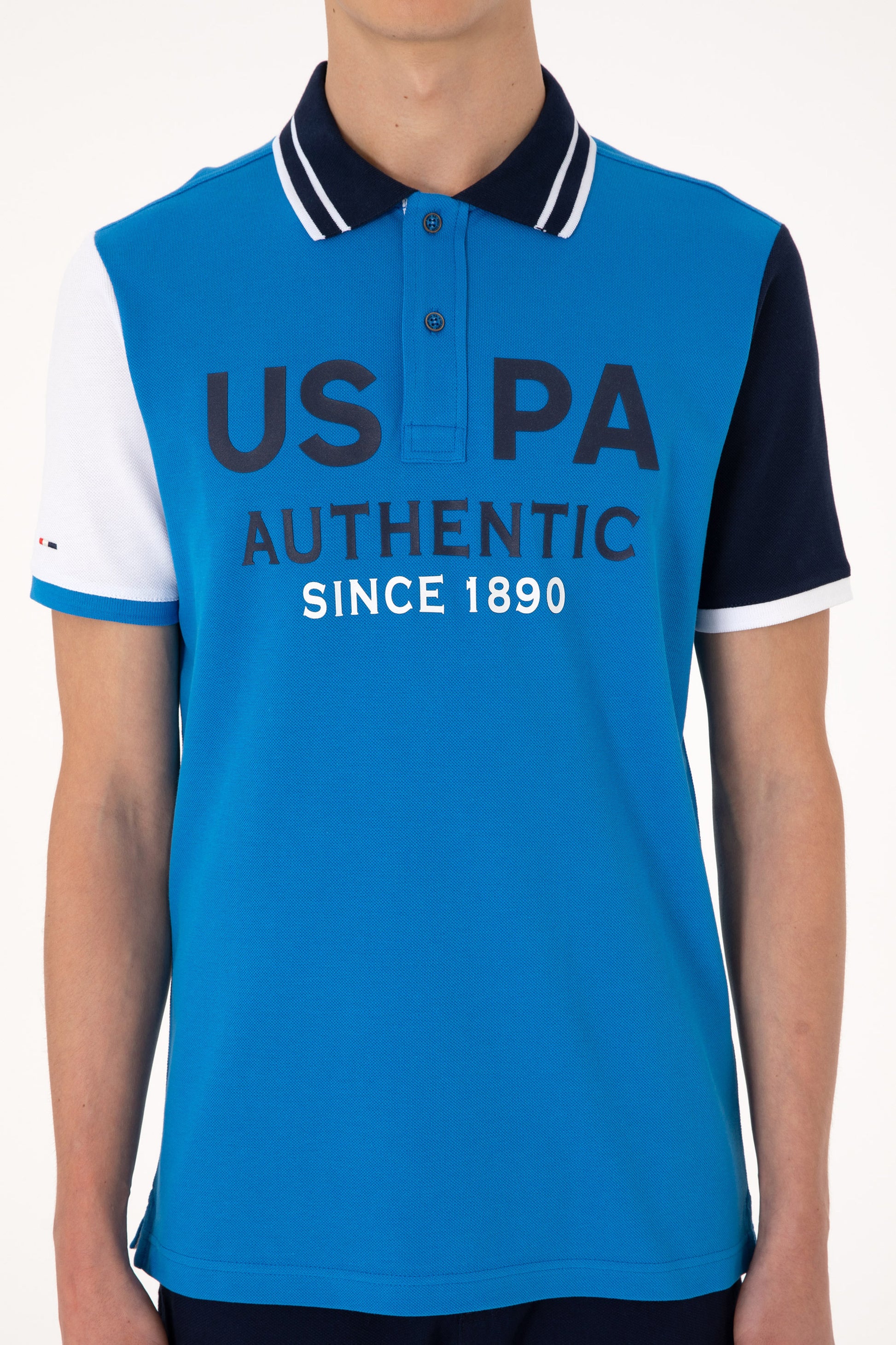 Men's Regular Fit Polo Neck Cobalt Blue T-Shirt