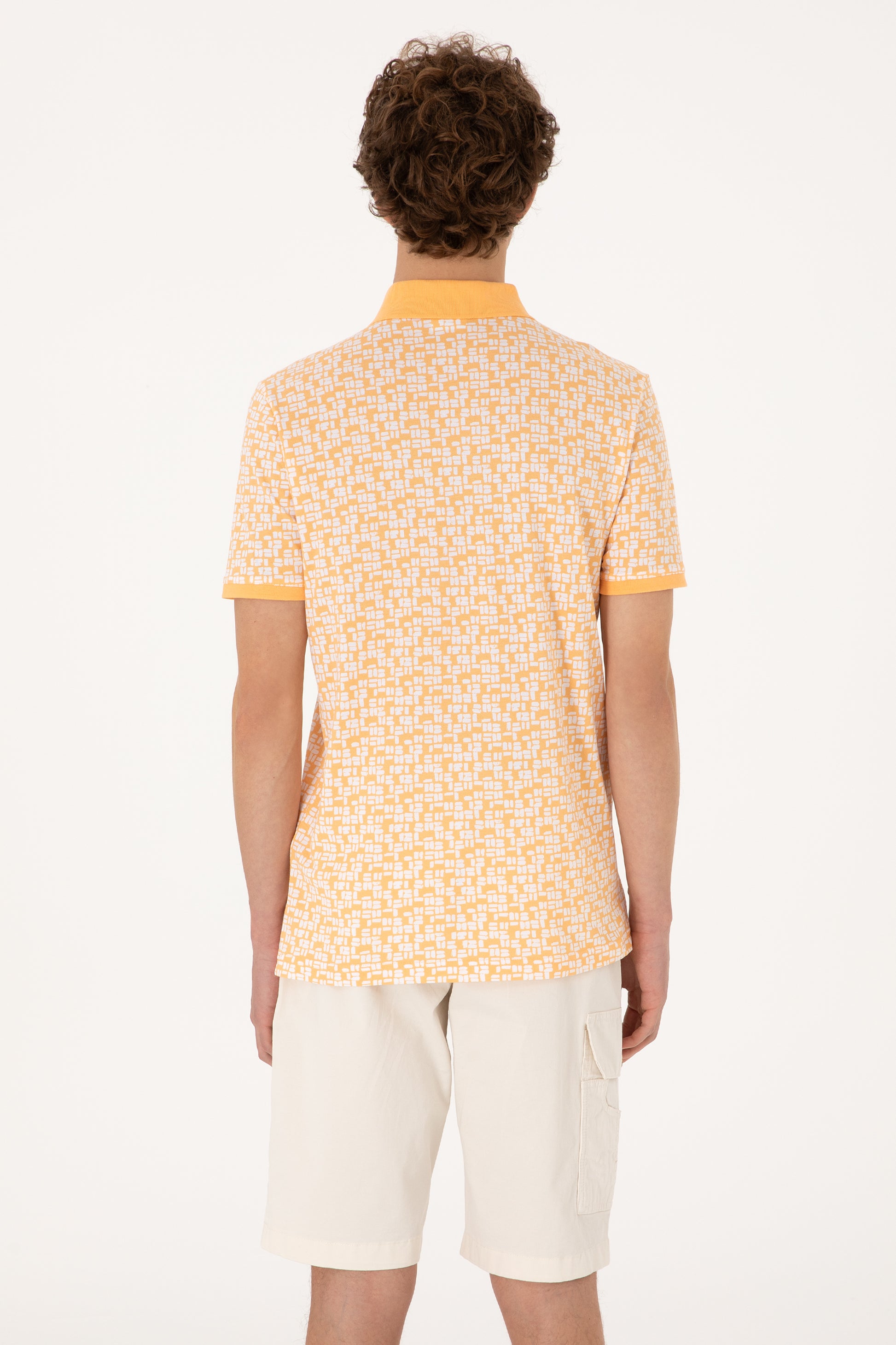 Men's Regular Fit Polo Neck Orange T-Shirt