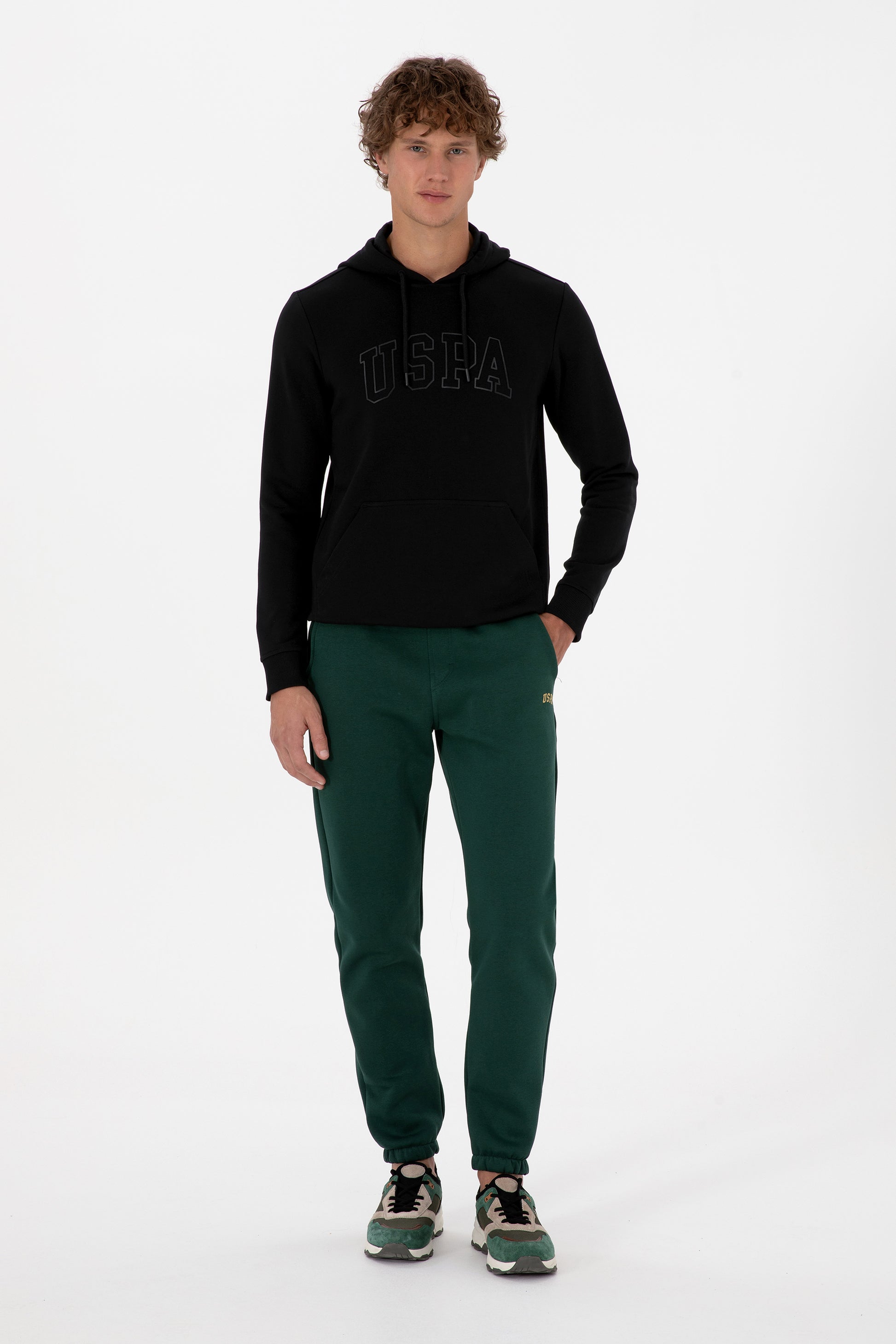 Erkek Regular Fit Kapüşonlu Siyah Basic Sweatshirt