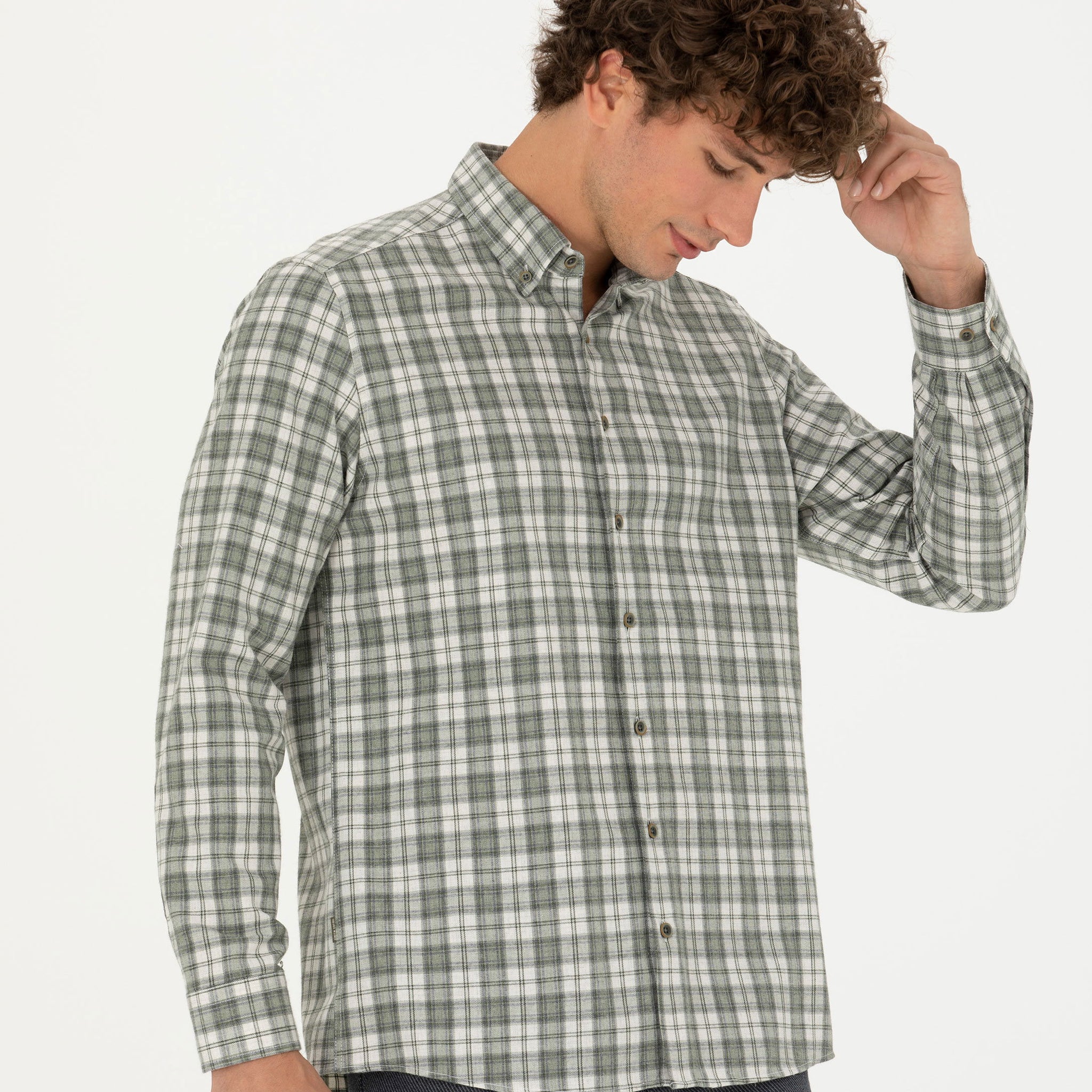 Khaki Regular Fit Long Sleeve Shirt