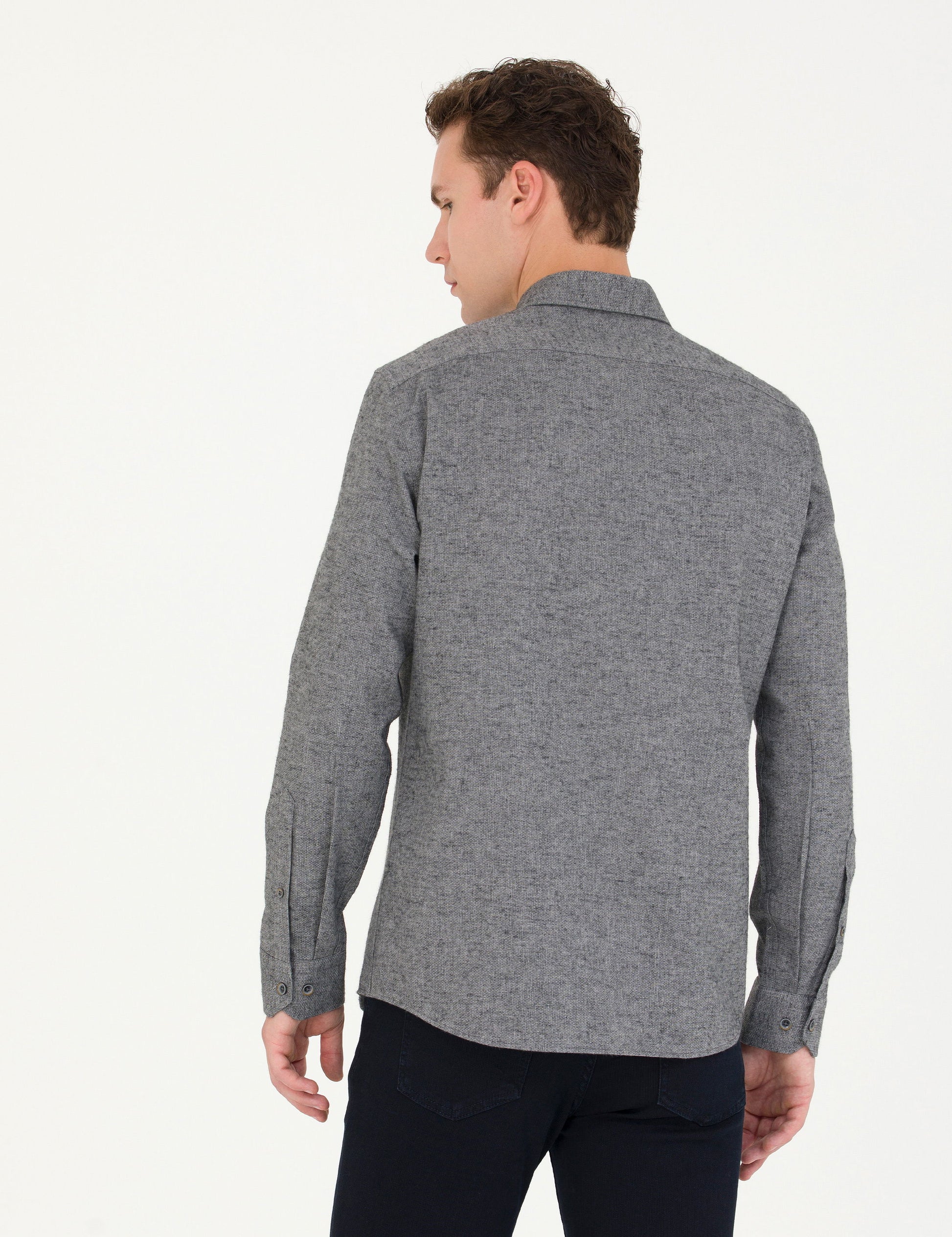 Grey Slim Fit Long Sleeve Shirt