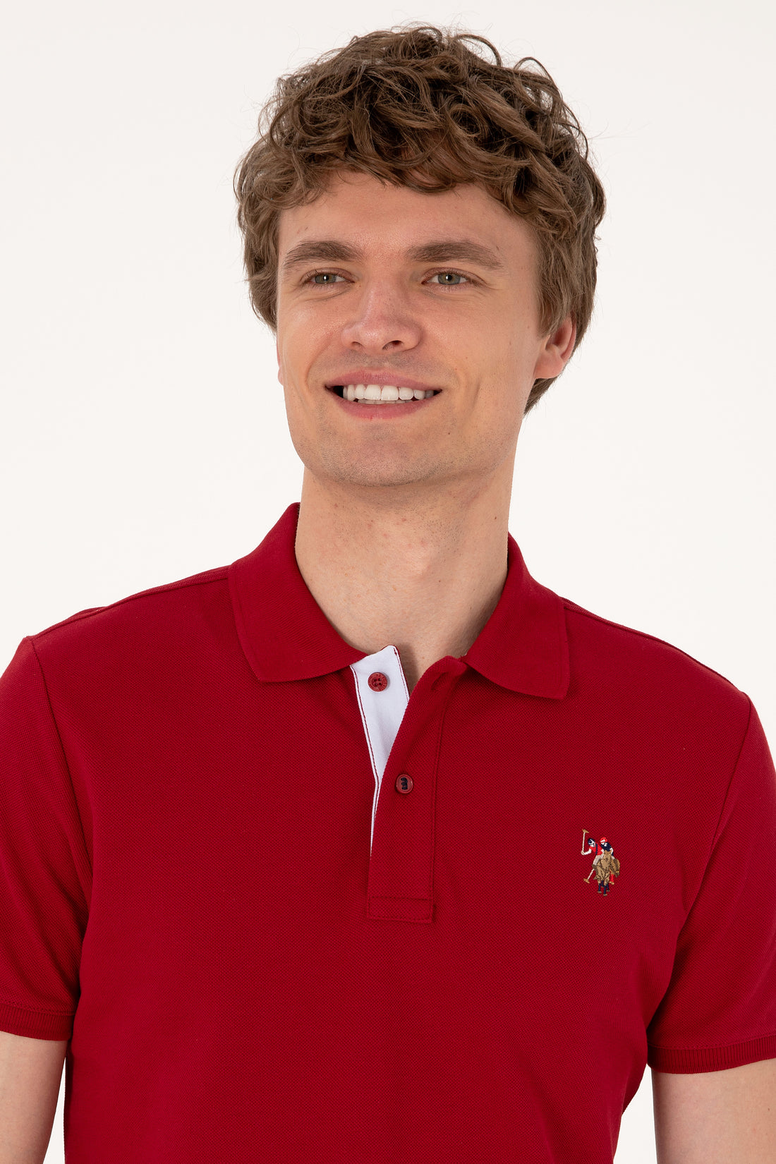 Men's Slim Fit Polo Neck Burgundy Basic T-Shirt