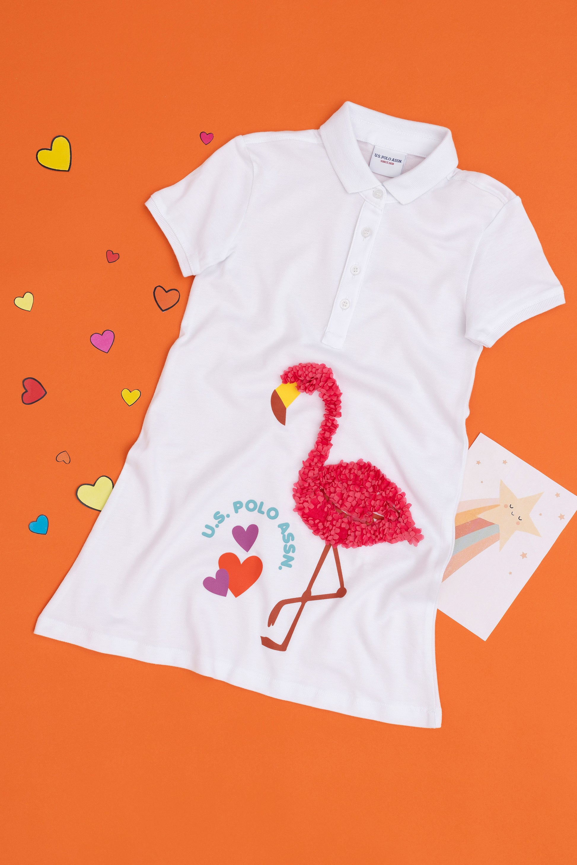 Girls' White Polo Neck Short Sleeve Knitted Dress