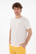 Men's Regular Fit Crew Neck Modal Ecru Basic T-Shirt