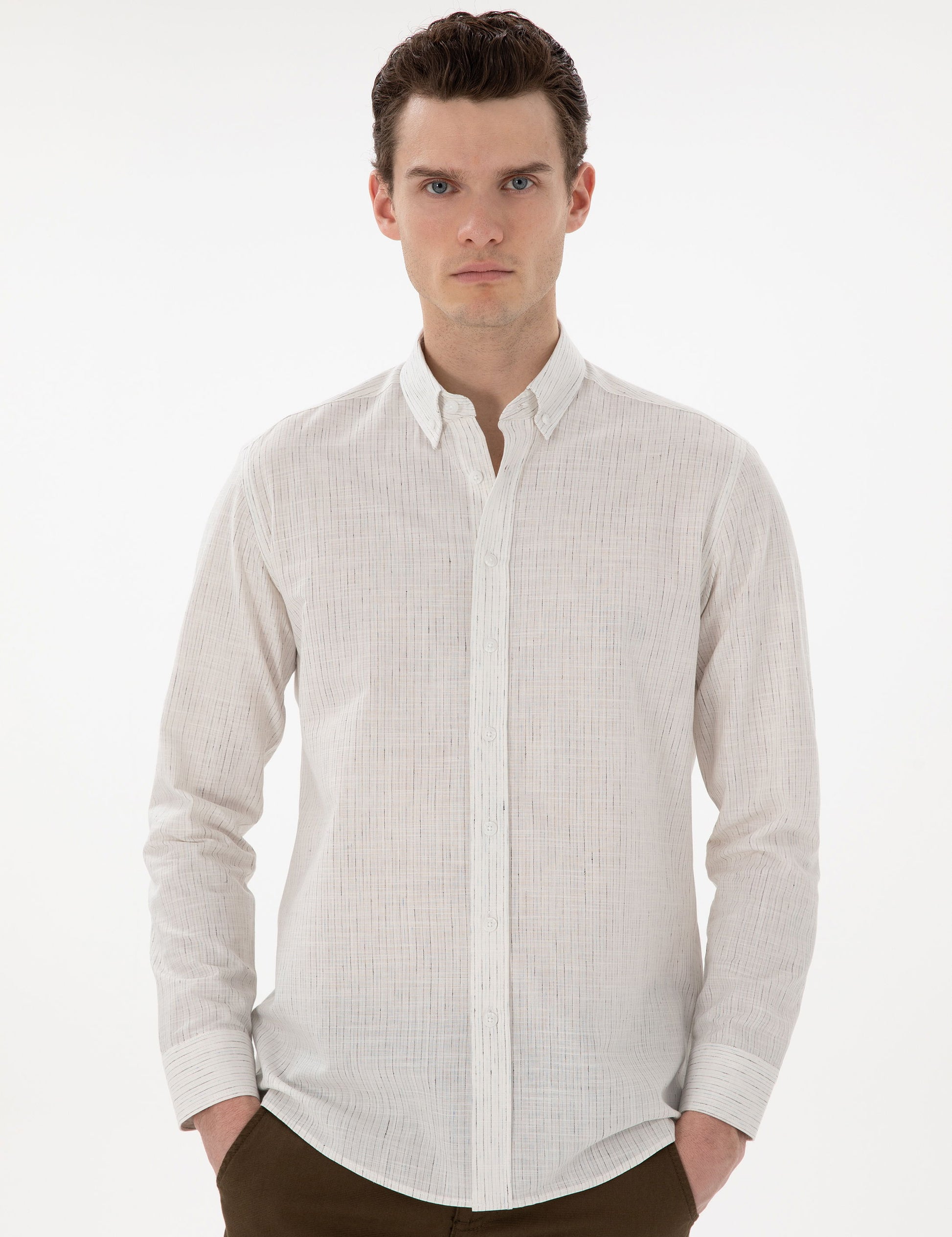 White Regular Fit Long Sleeve Shirt
