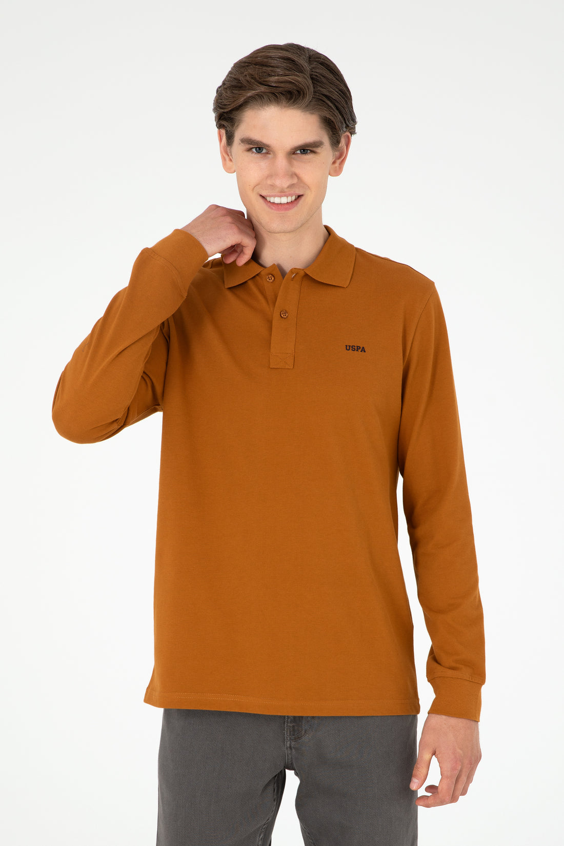 Men's Regular Fit Polo Neck Coconut Basic Sweatshirt