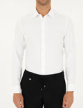 White Striped Slim Fit Long Sleeve Shirt