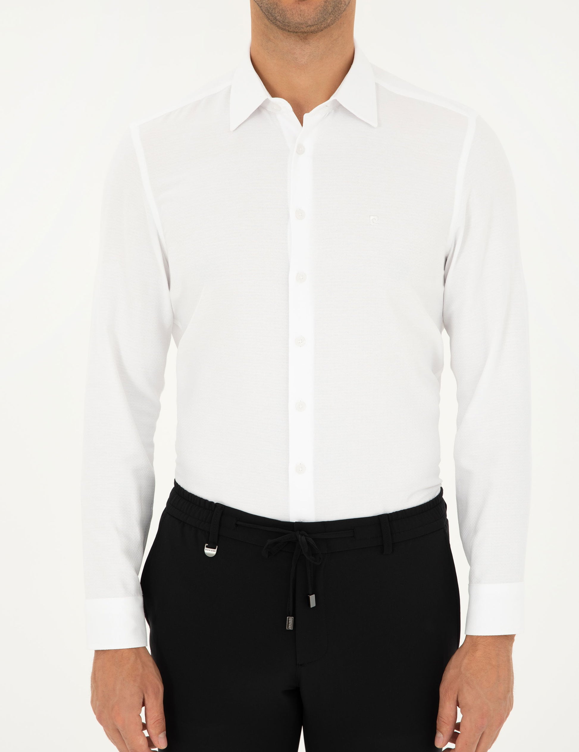 White Striped Slim Fit Long Sleeve Shirt