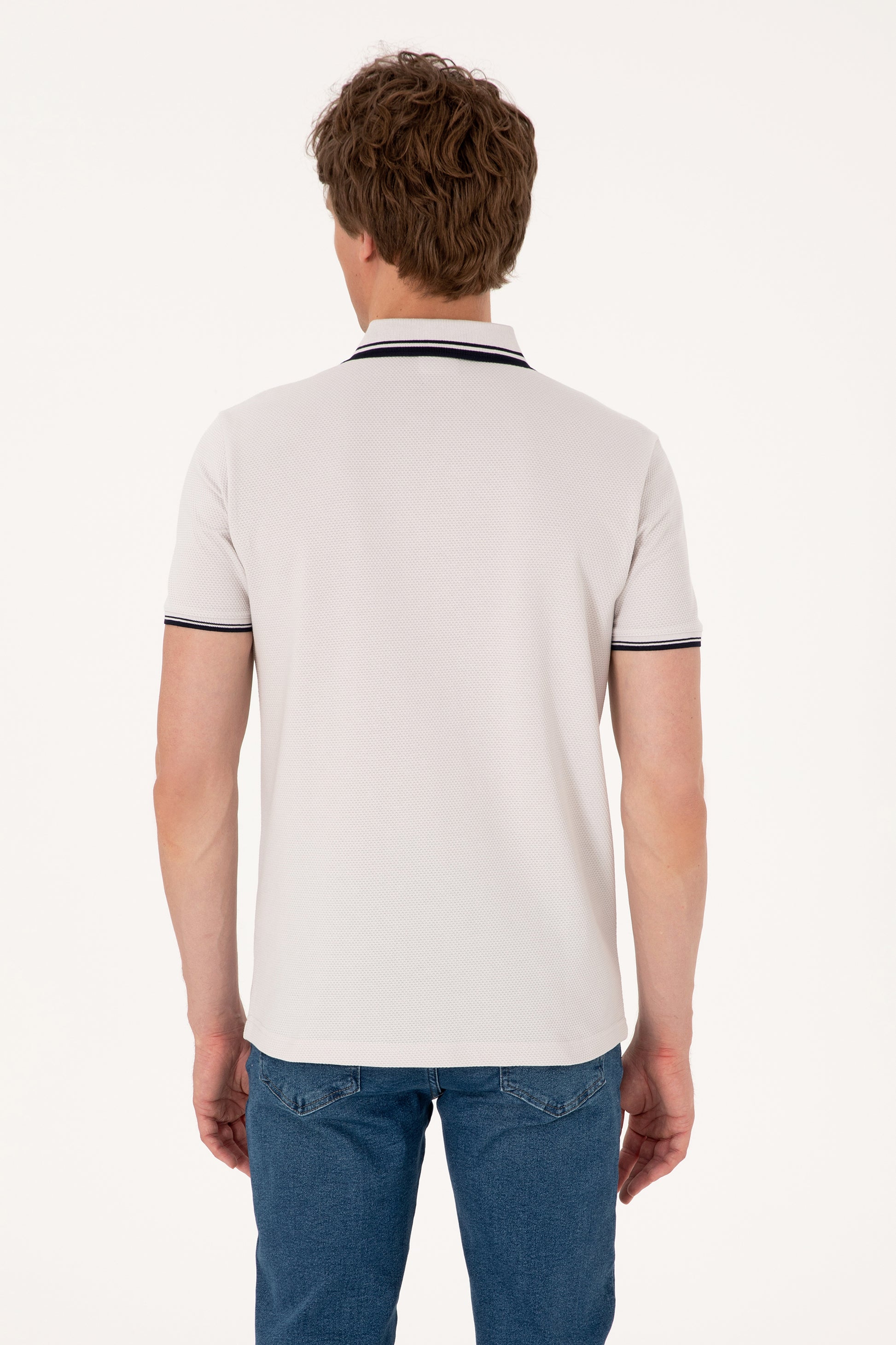 Men's Slim Fit Crazy Collar Light Grey T-Shirt