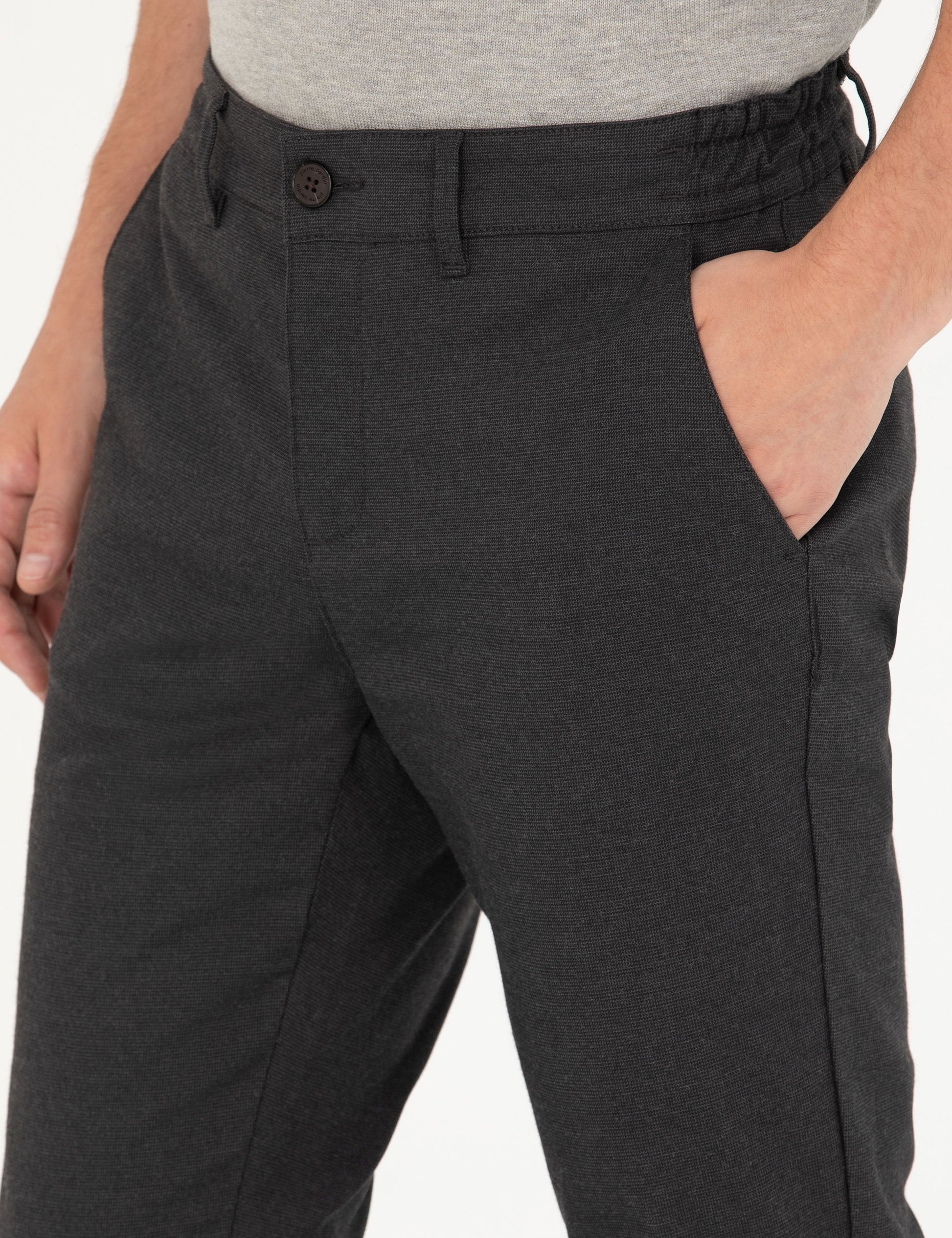 Black Slim Fit Canvas Pants