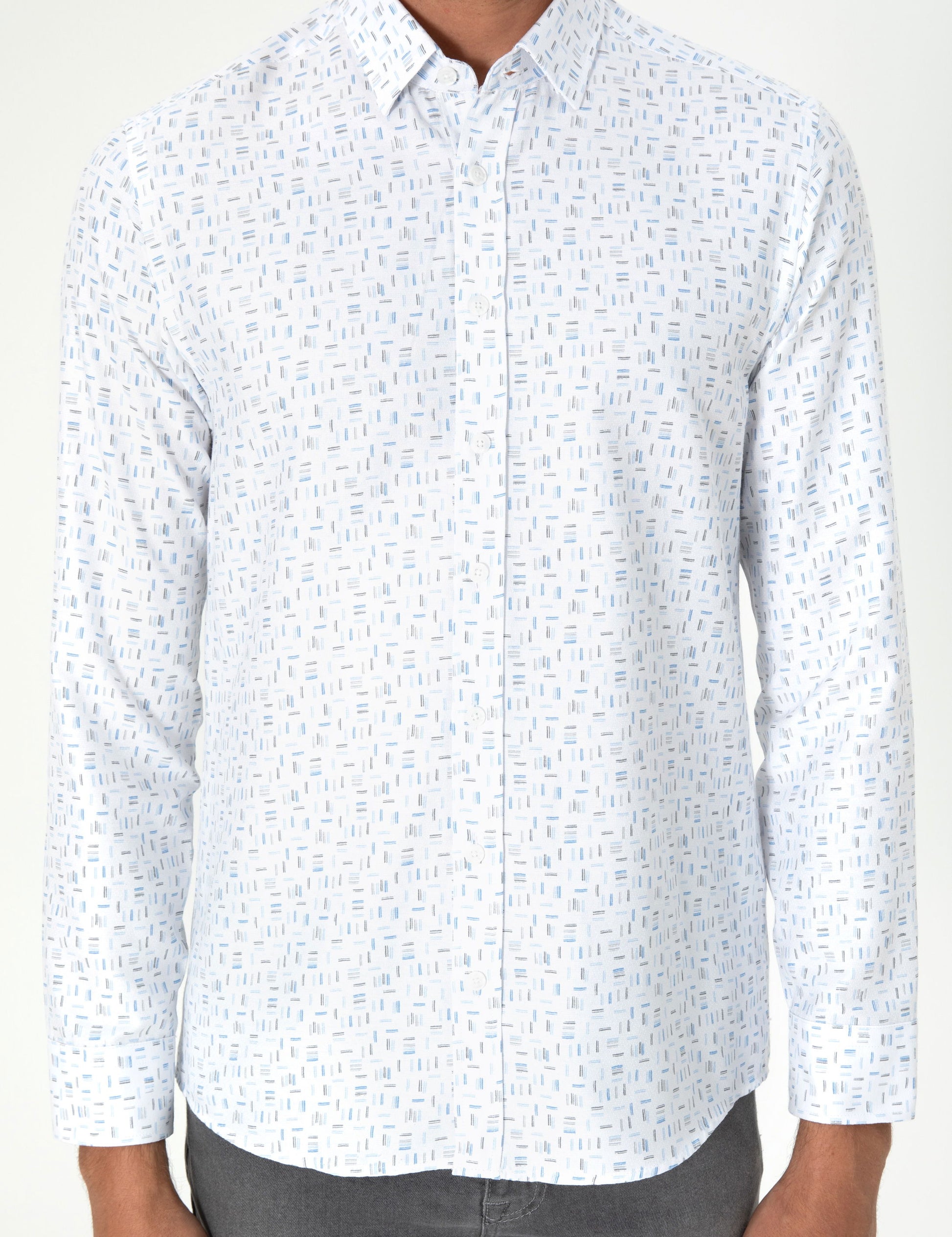 Blue Slim Fit Long Sleeve Shirt