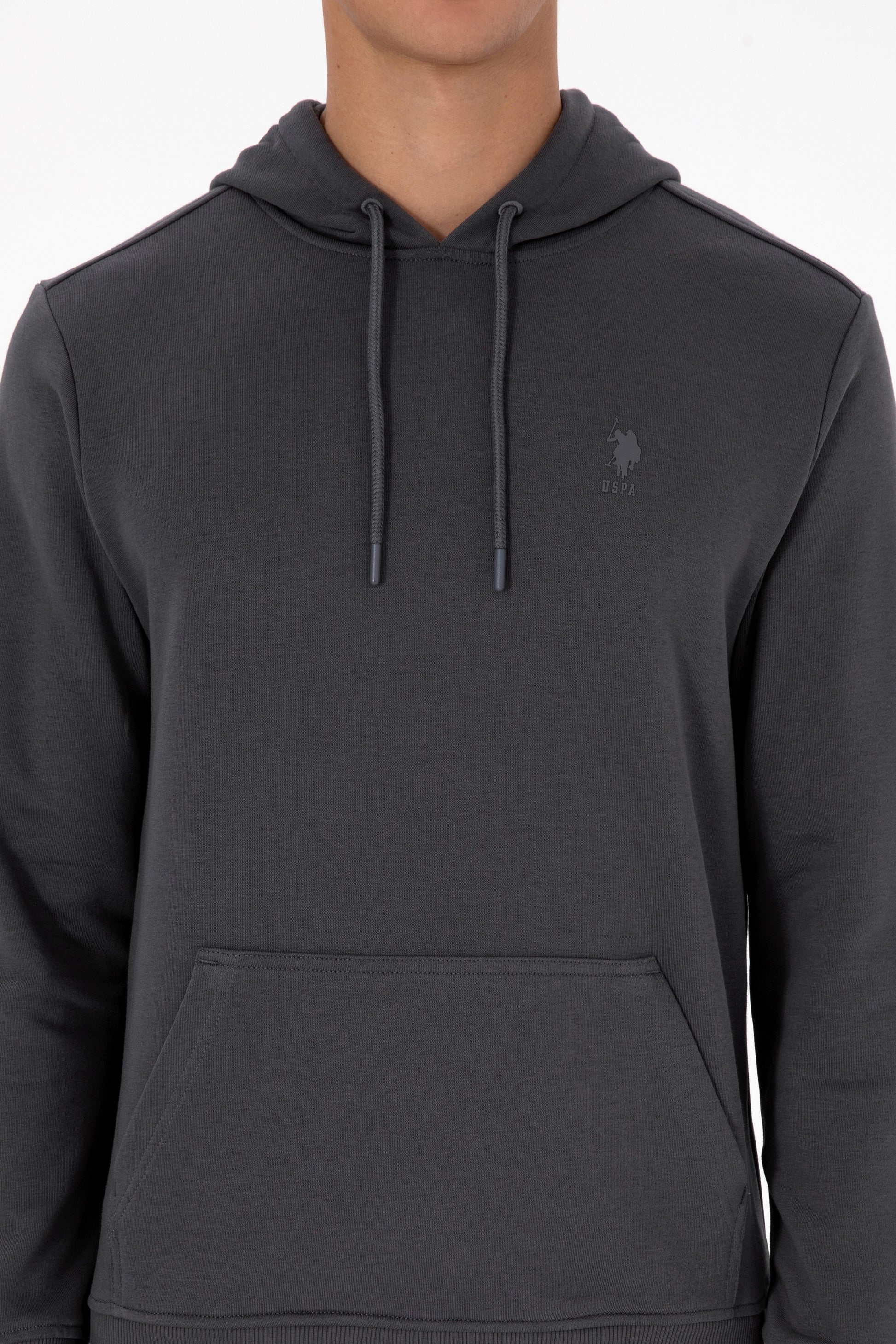 Erkek Regular Fit Kapişonlu Grı Basic Sweatshirt