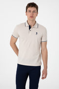 Men's Slim Fit Polo Neck Stone Basic T-Shirt