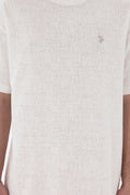 Men's Comfort Fit Crew Neck Ecru Jacquard Interlock T-Shirt