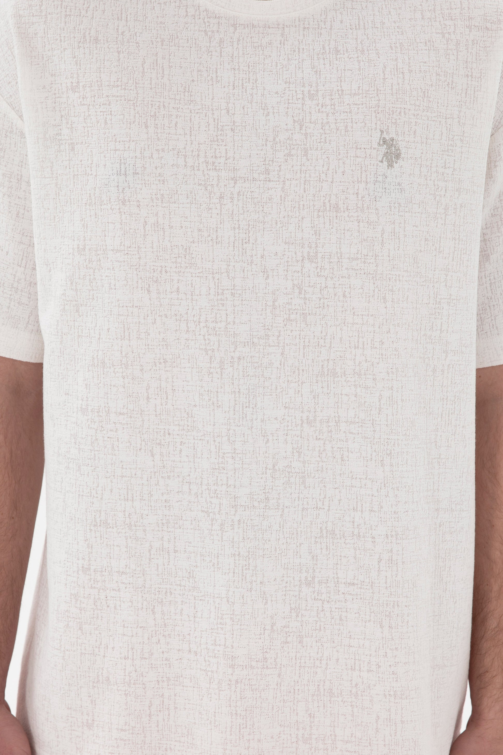 Men's Comfort Fit Crew Neck Ecru Jacquard Interlock T-Shirt
