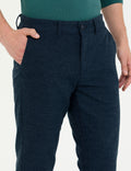 Navy Blue Slim Fit Canvas Pants