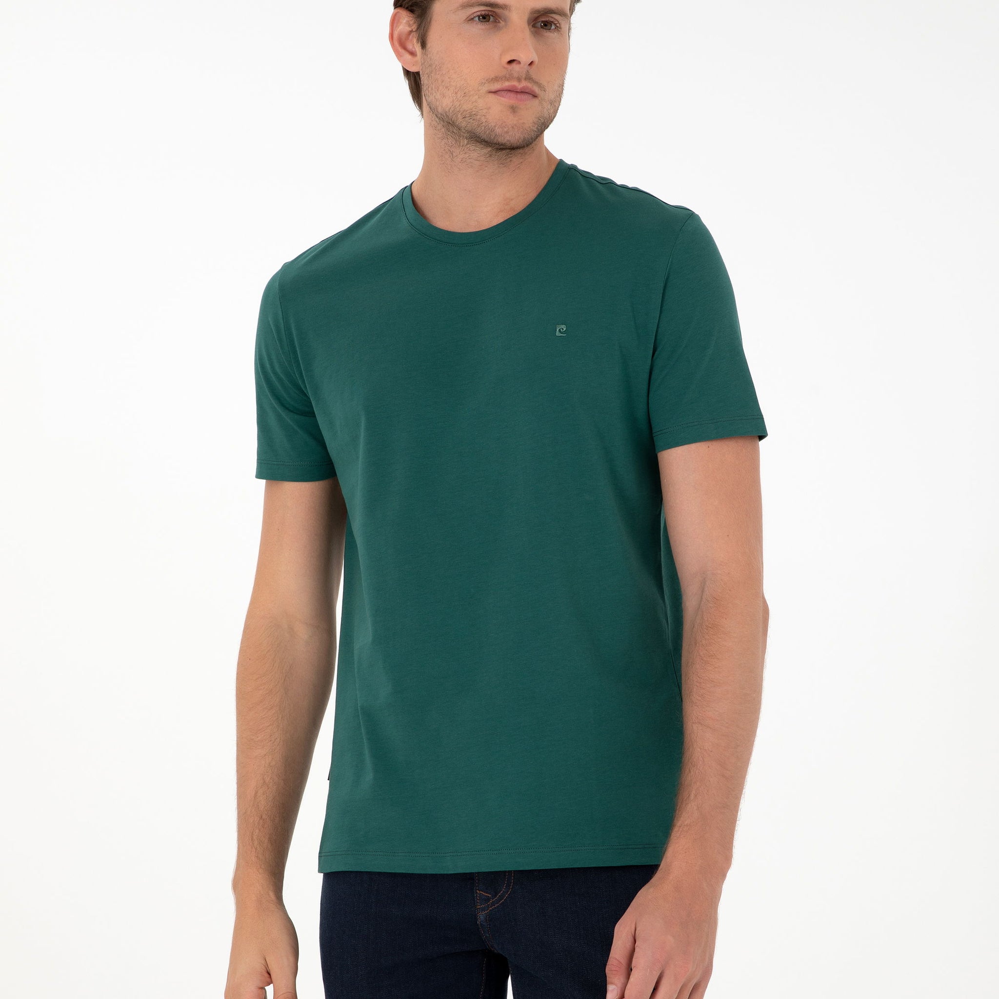 Dark Green Slim Fit Basic T-Shirt