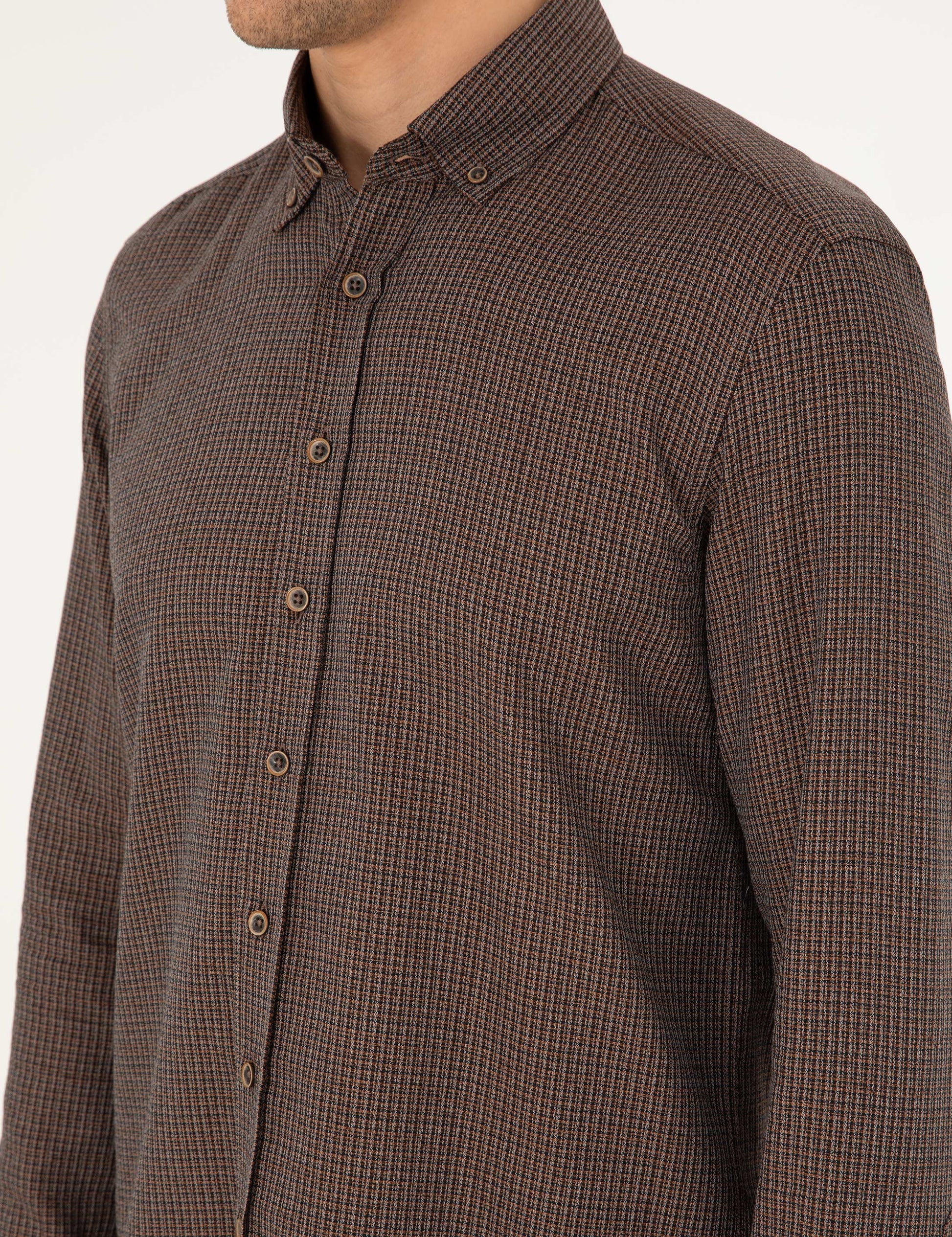 Brown Slim Fit Long Sleeve Shirt