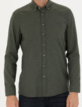 Khaki Slim Fit Long Sleeve Shirt