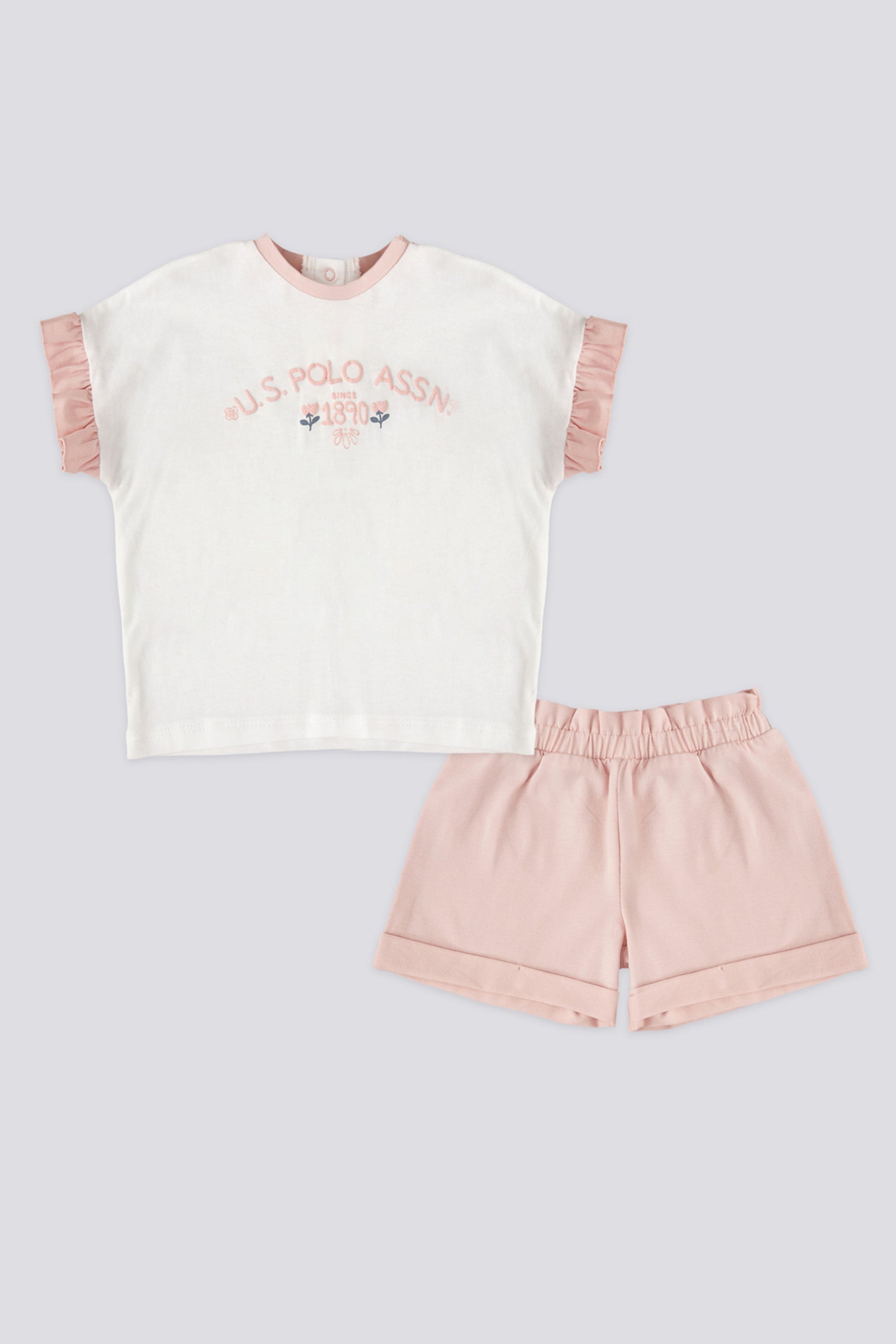 Baby Girl White 2-Piece Short Sleeve T-Shirt Set