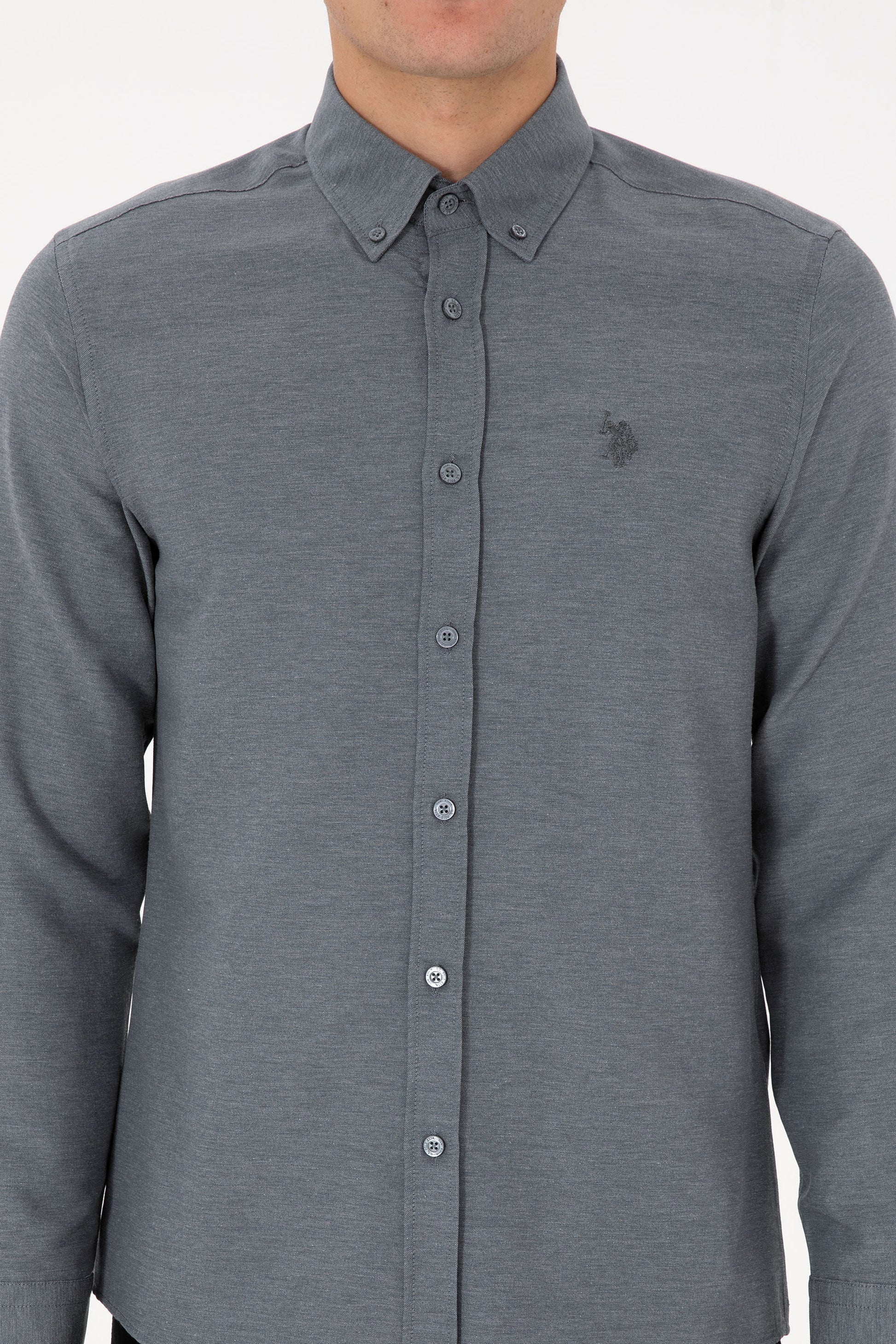 Men's Anthracite Long Sleeve Basic Shirt