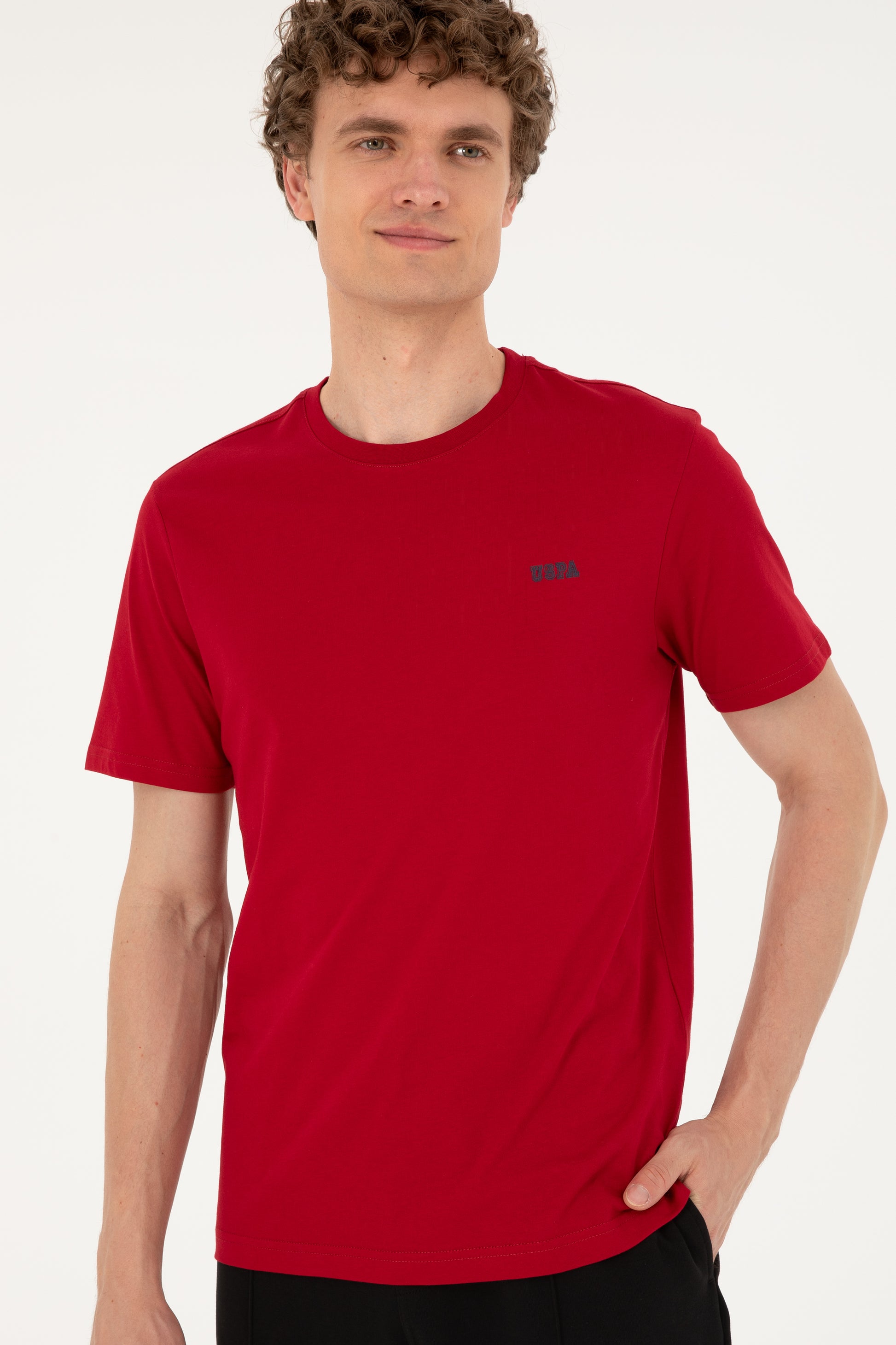 Men's Regular Fit Crew Neck Burgundy T-Shirt