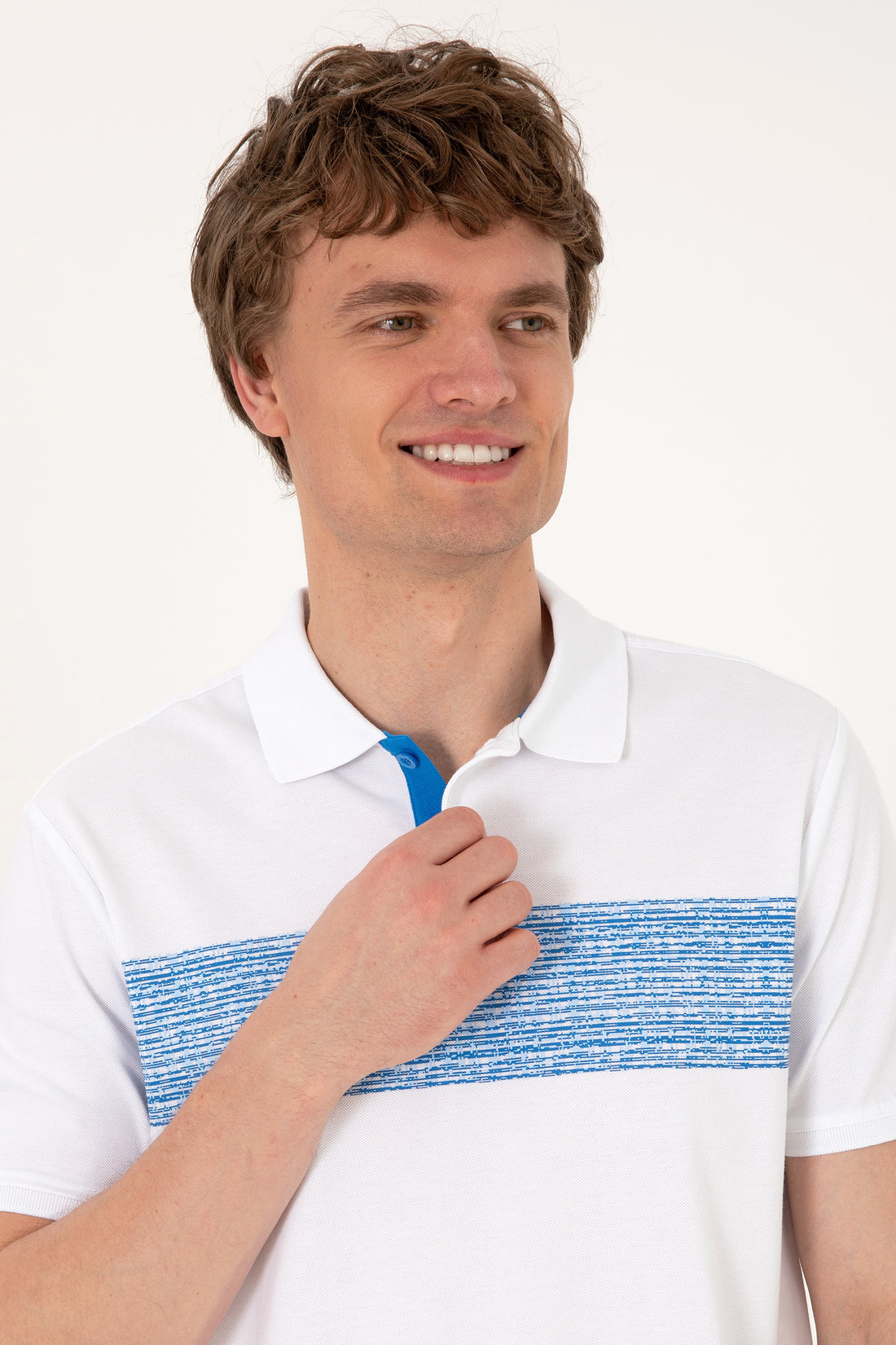 Men's Regular Fit Polo Neck White T-Shirt