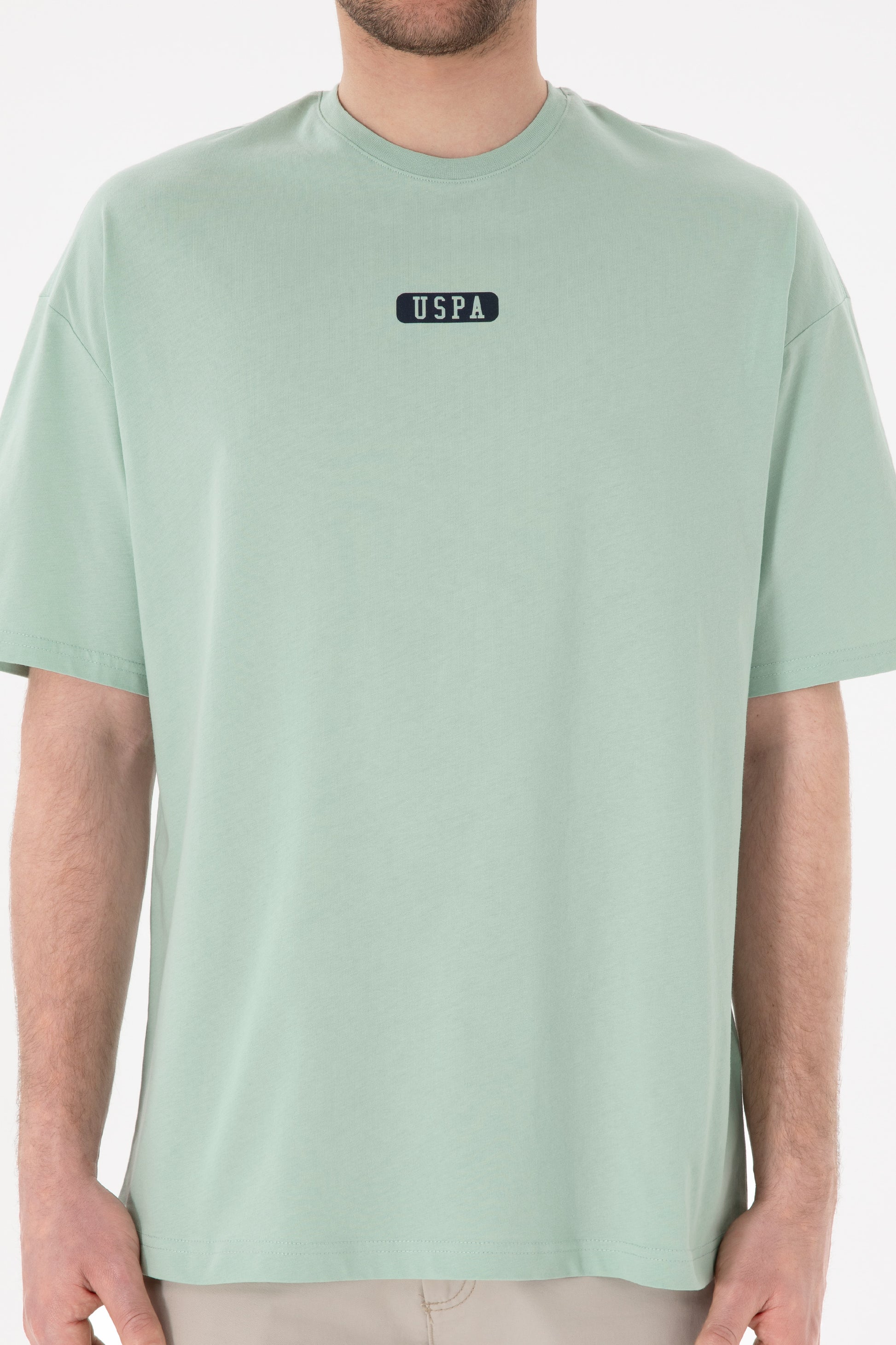 Men's Oversize Fit Crew Neck Water Green T-shirt