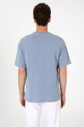 Men's Comfort Fit Crew Neck Blue Wash T-Shirt