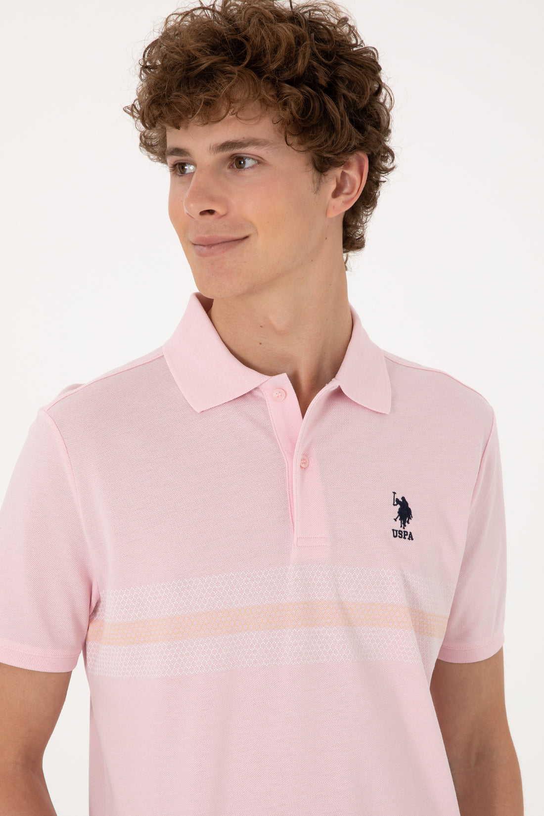 Men's Regular Fit Polo Neck Light Pink T-Shirt