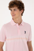 Men's Regular Fit Polo Neck Light Pink T-Shirt