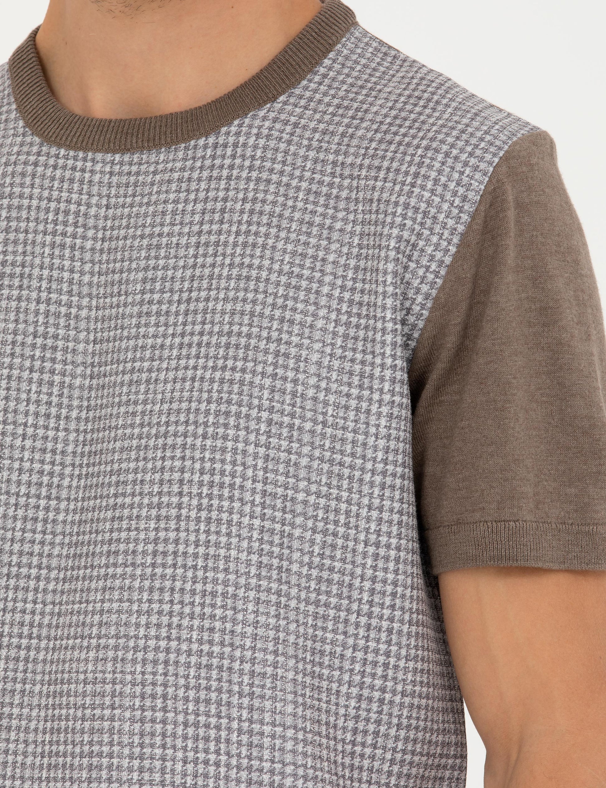 Mink Melange Slim Fit Crew Neck Sweater T-Shirt