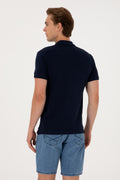 Men's Slim Fit Polo Neck Navy Basic T-Shirt