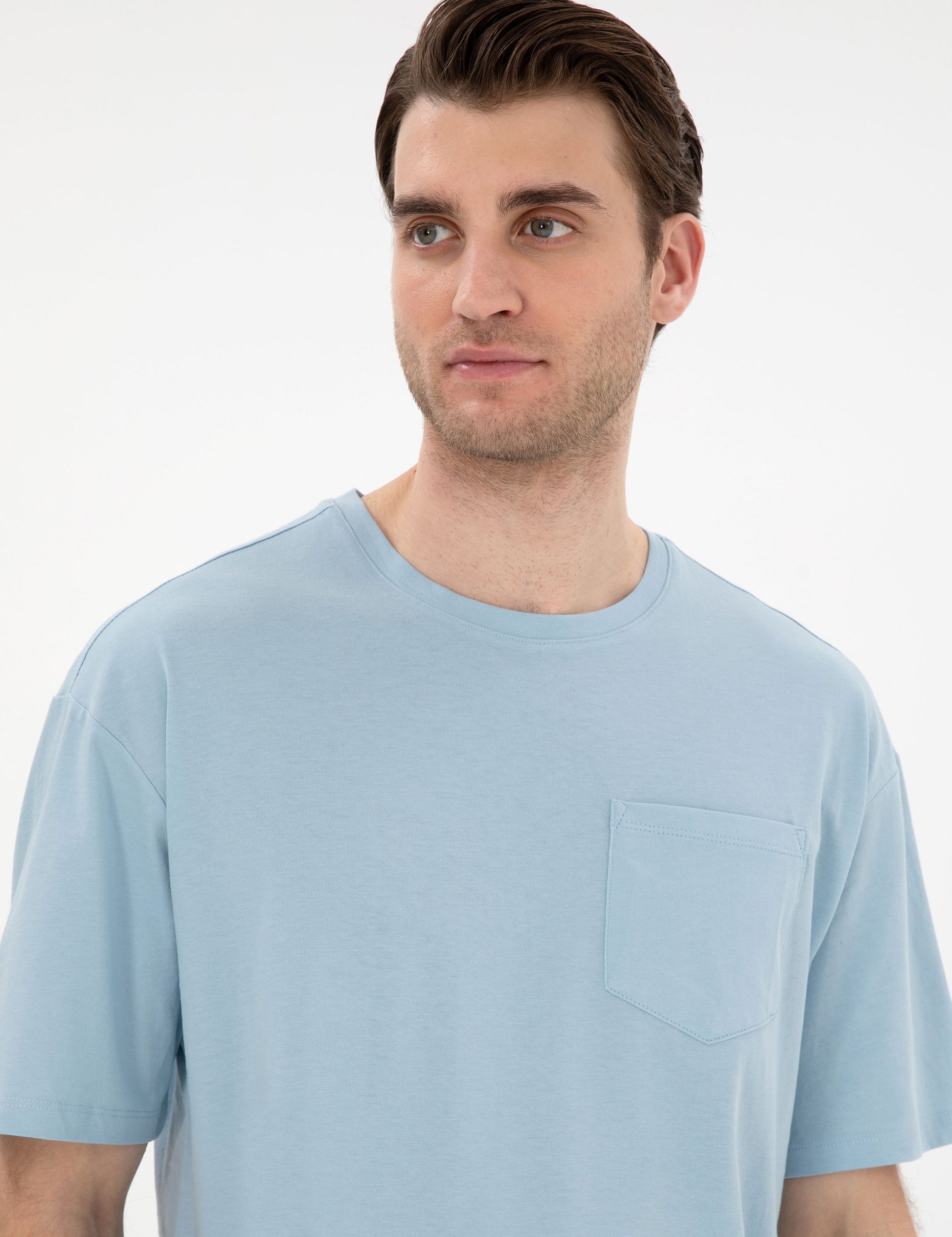 Light Blue Comfort Fit Basic T-Shirt