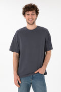 Men's Oversize Fit Crew Neck Anthracite T-Shirt