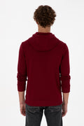 Erkek Regular Fit Kapüşonlu Bordo Basic Sweatshirt
