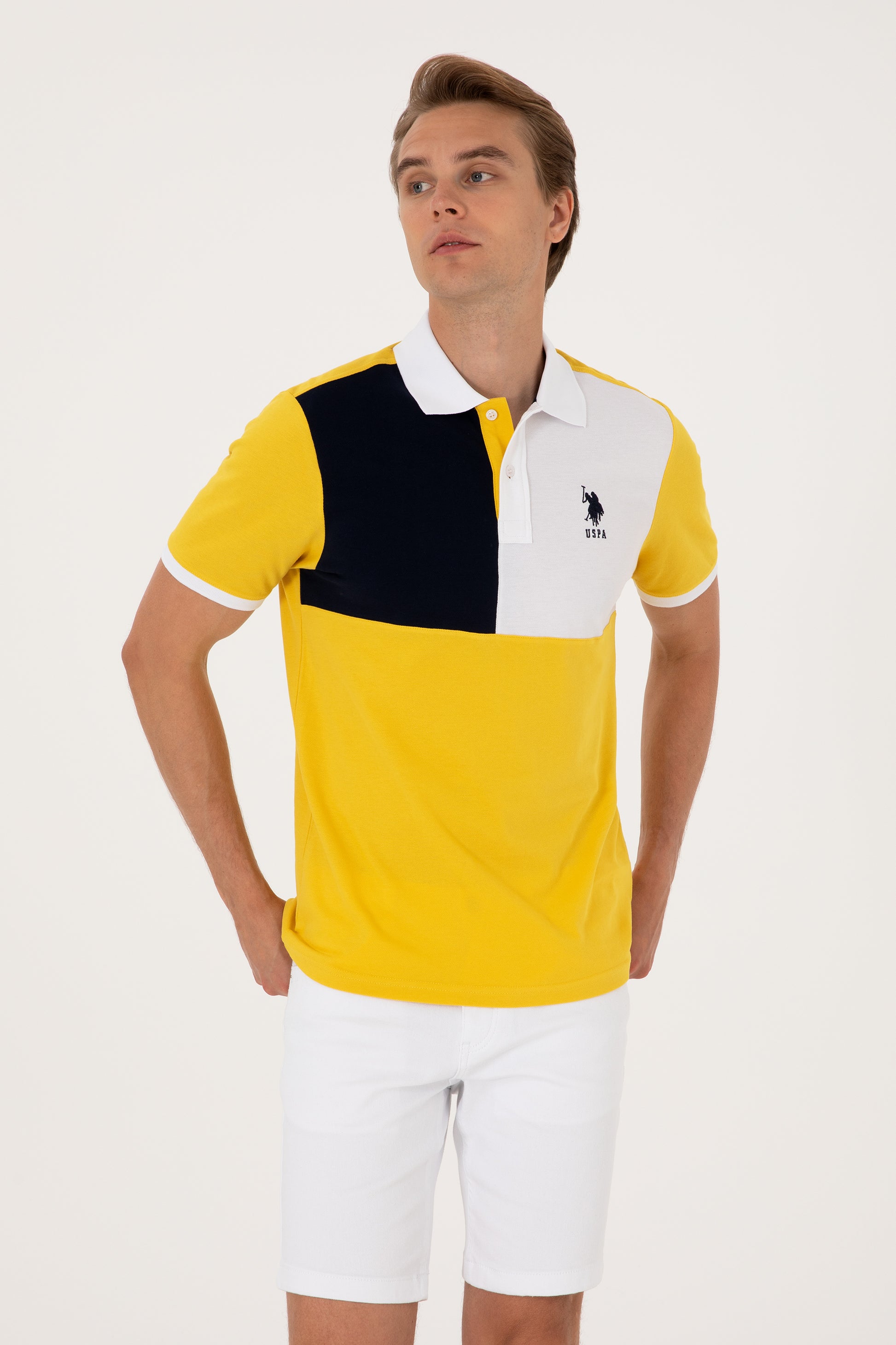 Men's Regular Fit Polo Neck Dark Yellow T-Shirt