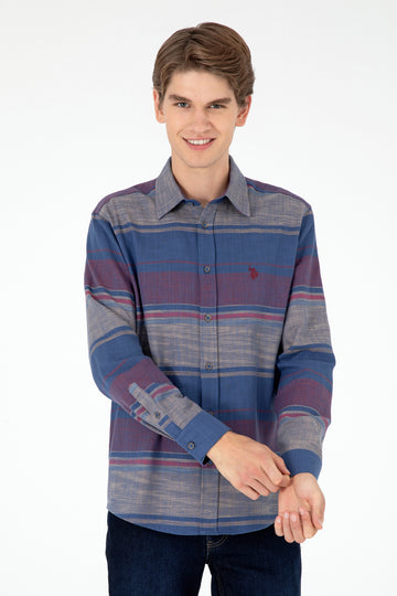 Men's Navy Blue Long Sleeve Shirt