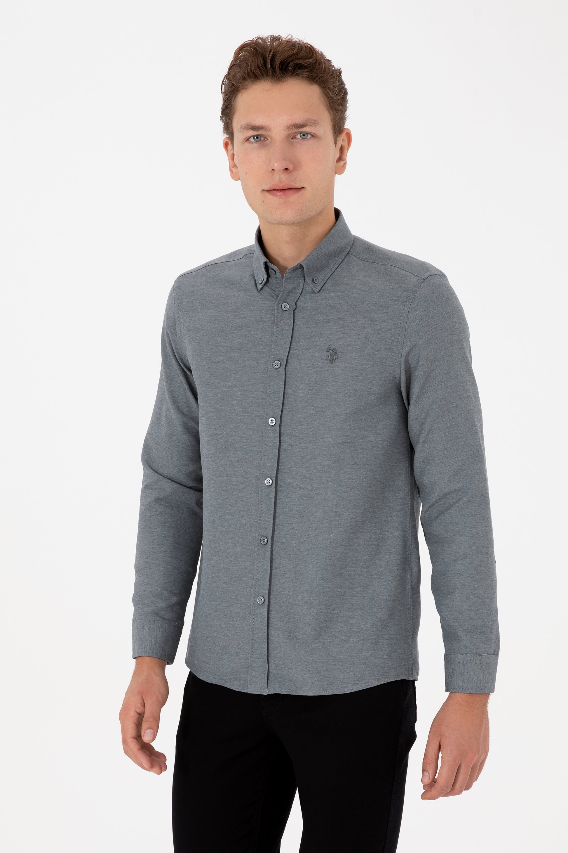 Men's Anthracite Long Sleeve Basic Shirt