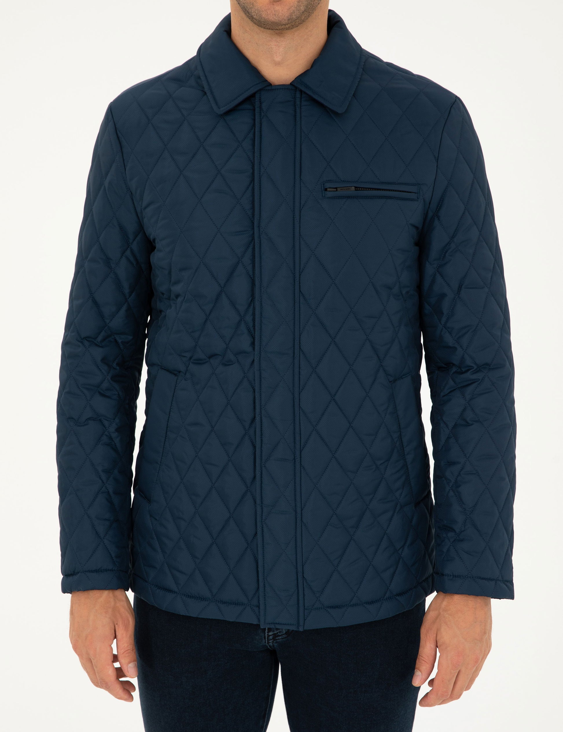 Navy Blue Quilted Coat