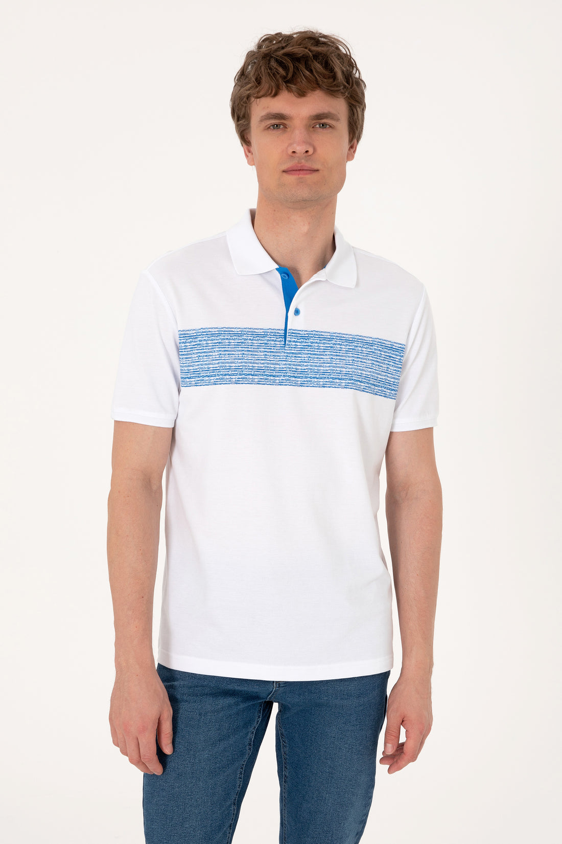 Men's Regular Fit Polo Neck White T-Shirt