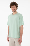 Men's Oversize Fit Crew Neck Water Green T-shirt
