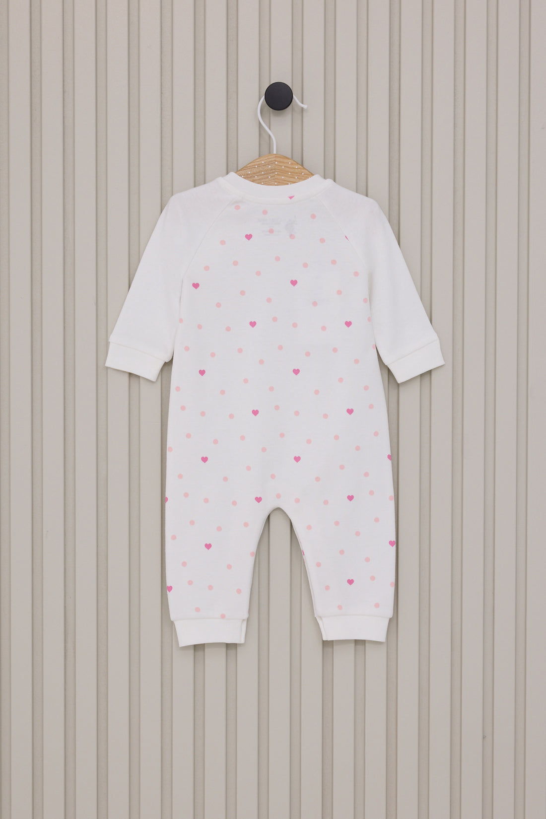 Baby Girl White Heart Pattern 100% Cotton Long Sleeve Jumpsuit